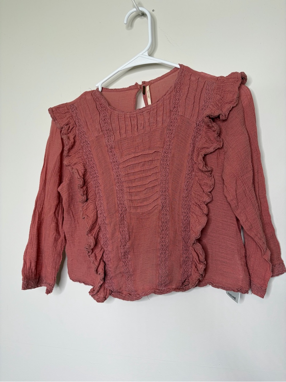 Women's Ruffle Front Blouse - Dusty Rose